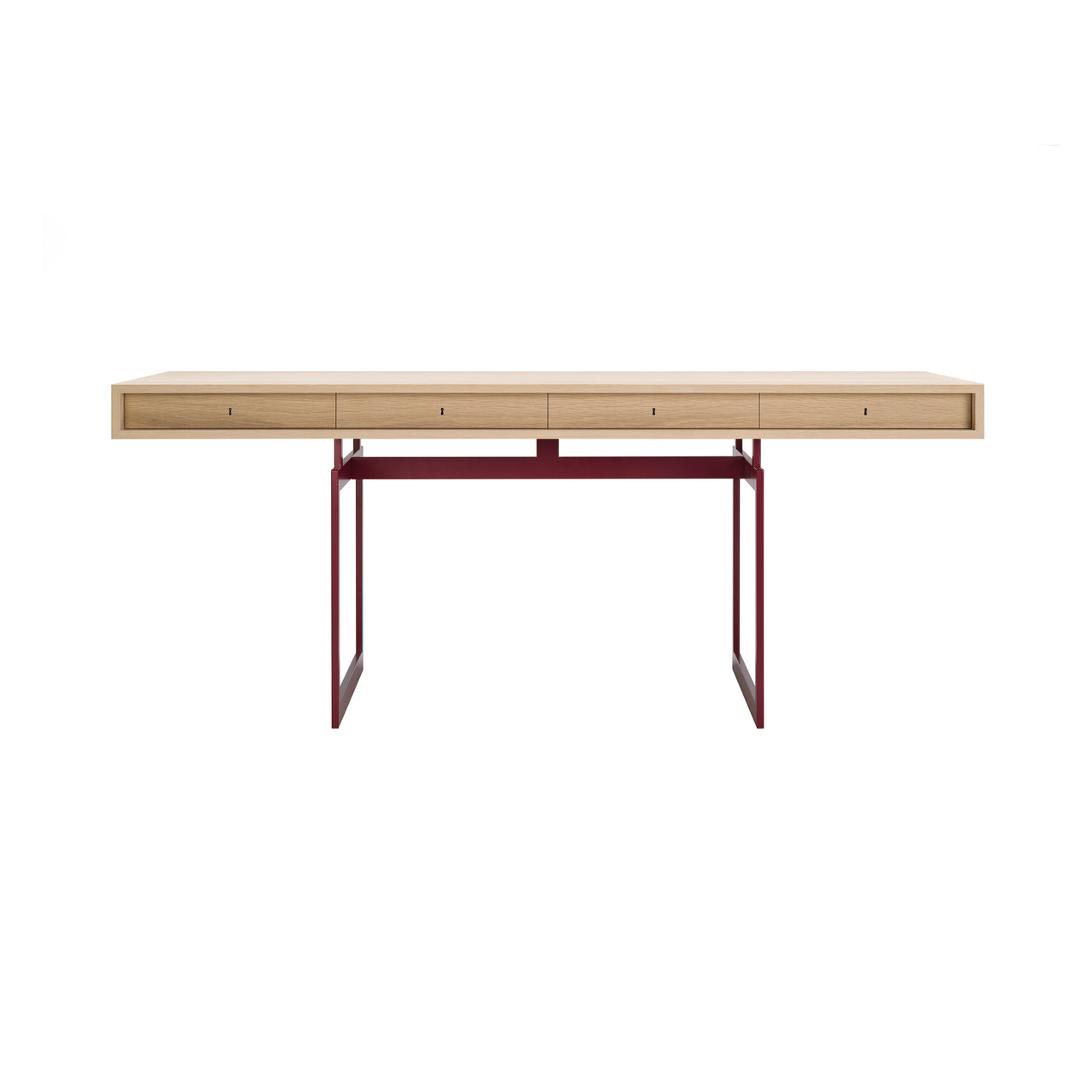 Office Desk: White Lacquered Oak + Red