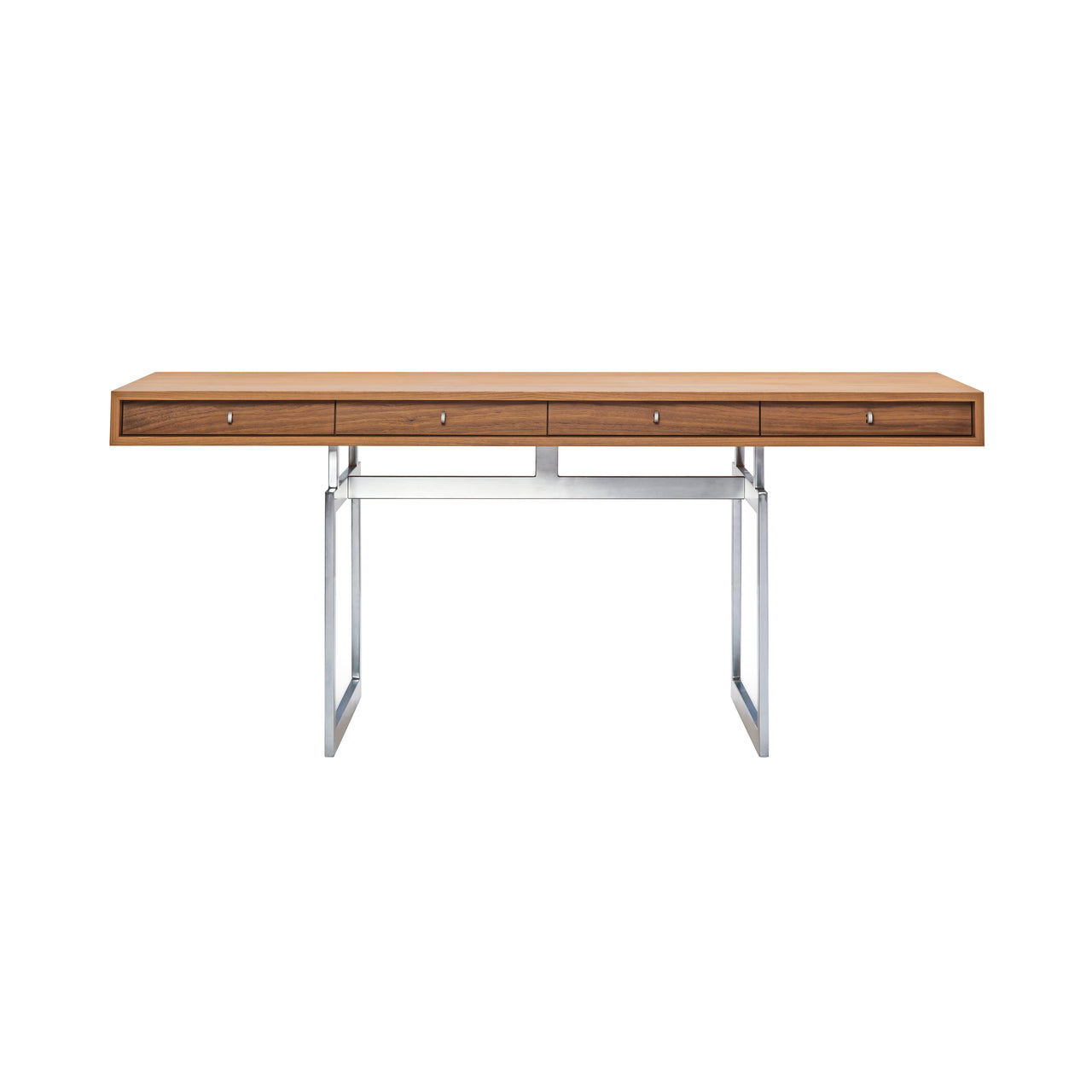 Office Desk: Lacquered Walnut + Stainless Steel