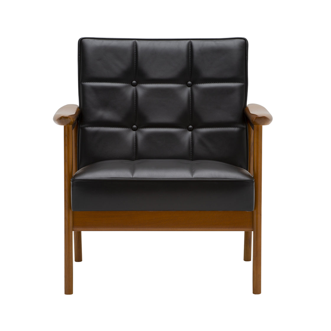 K chair 1 seater: Vintage teak + Leather (coal Black)