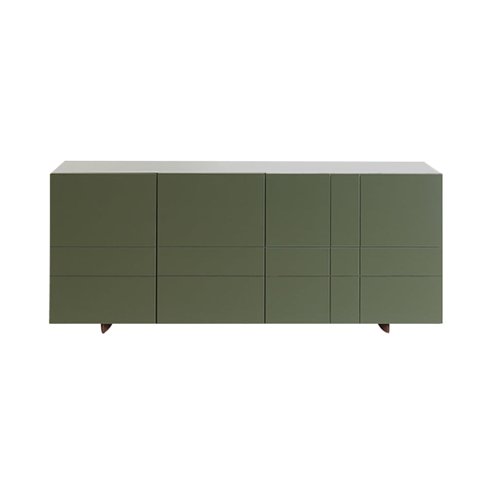 Kilt Sideboard 137 with Drawers: Green Khaki +  Dark Smoked Oak