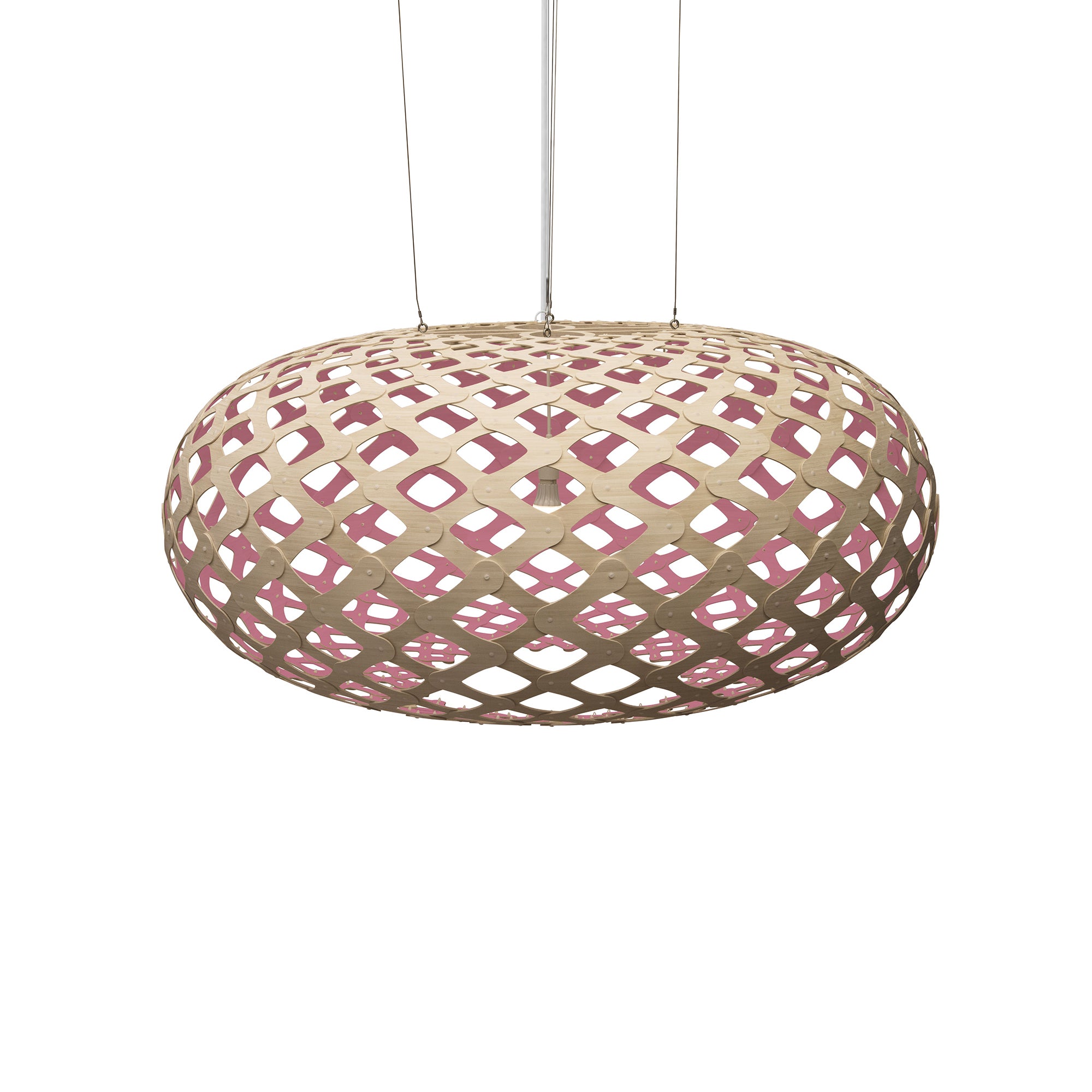 Kina Pendant Light: Extra Large + Bamboo + Pink + White
