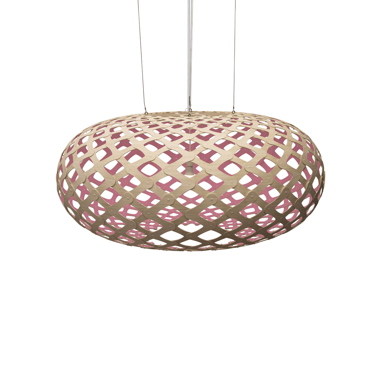 Kina Pendant Light: Extra Large + Bamboo + Pink + White