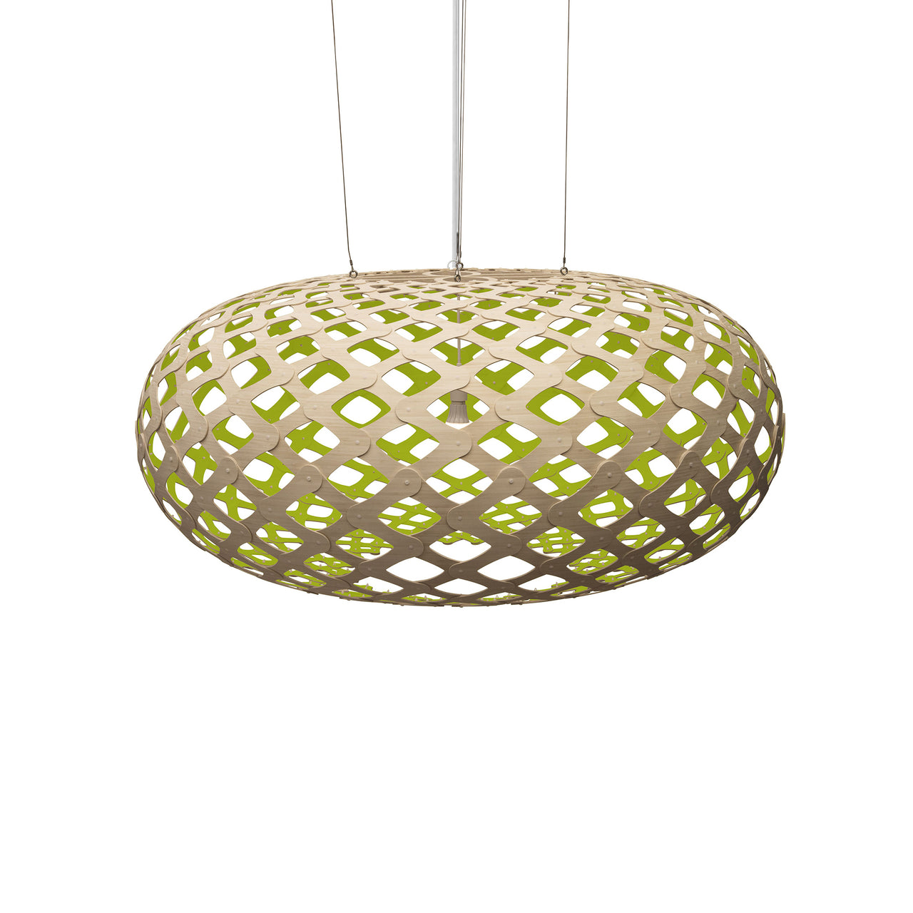 Kina Pendant Light: Extra Large + Bamboo + Lime + White