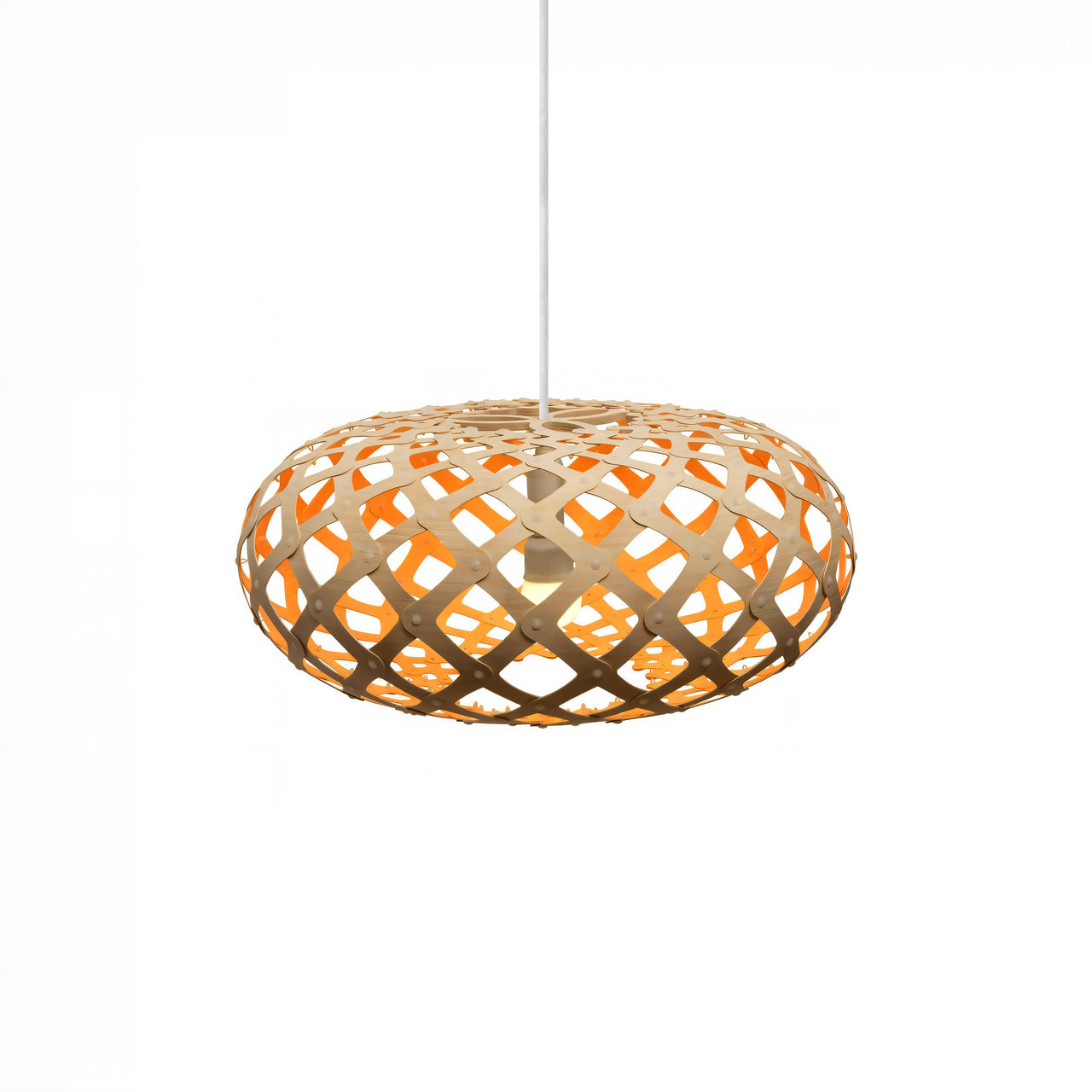 Kina Pendant Light: Extra Small + Bamboo + Orange + White