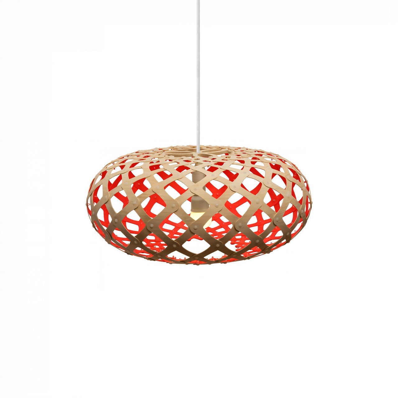 Kina Pendant Light: Extra Small + Bamboo + Red + White