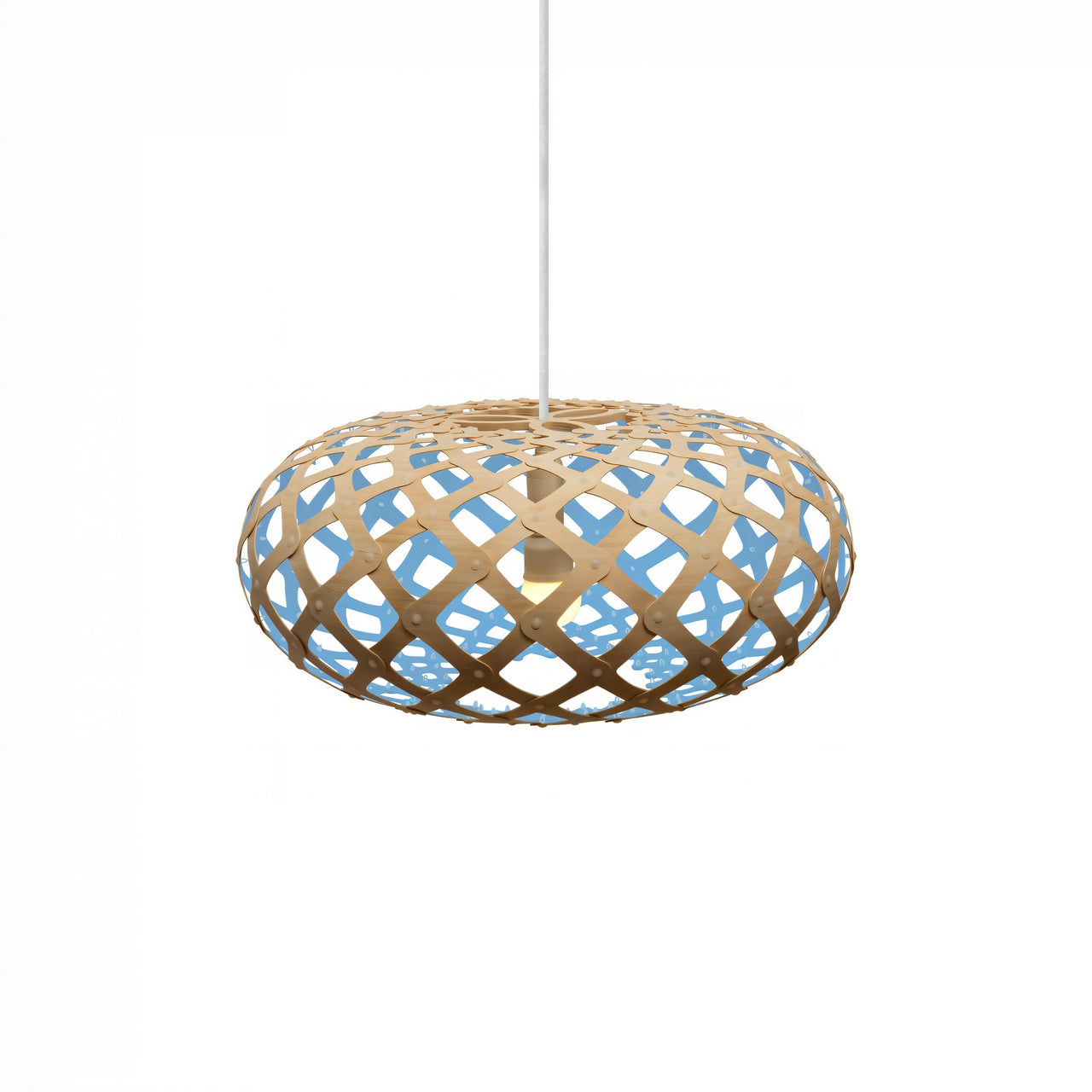 Kina Pendant Light: Extra Small + Bamboo + Blue + White