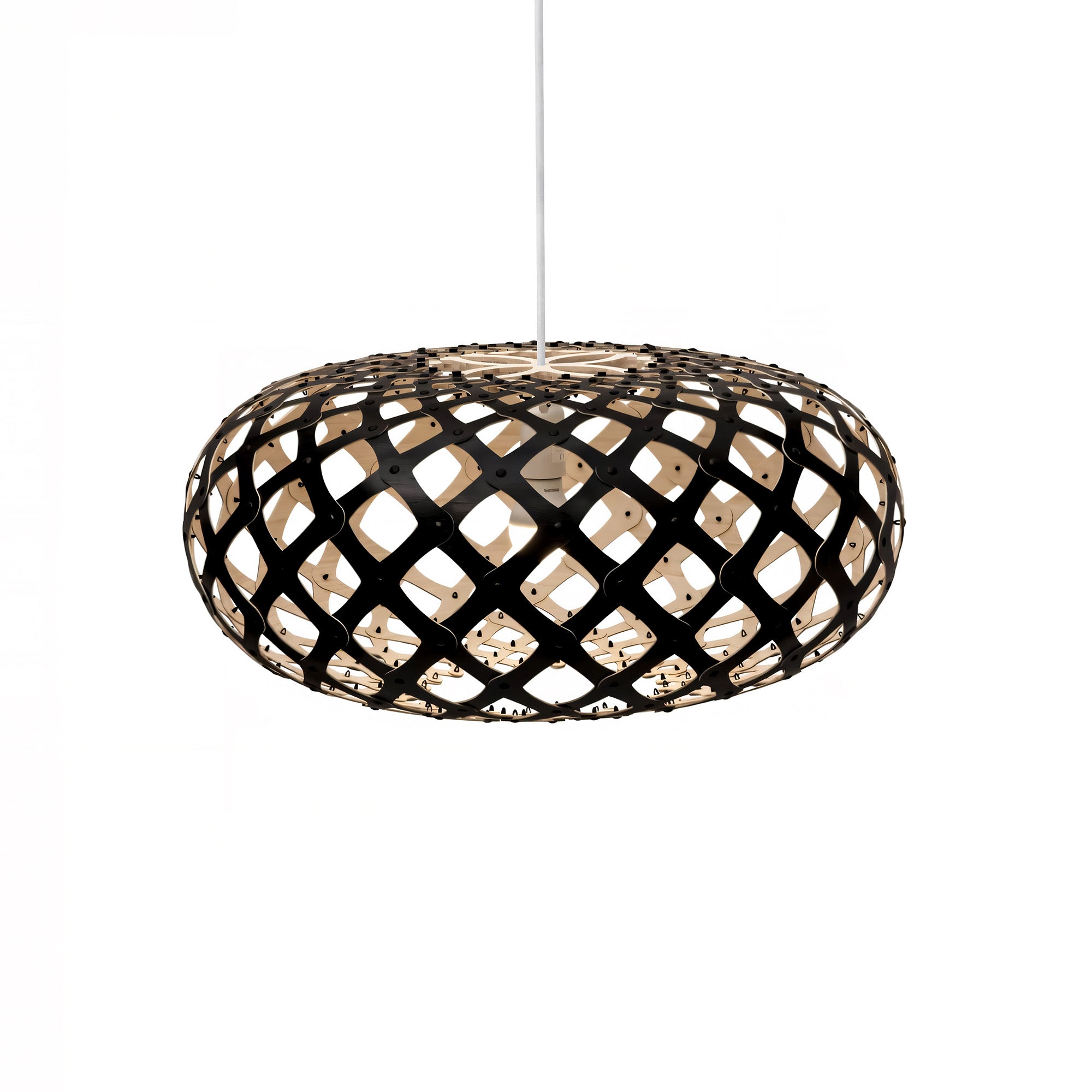 Kina Pendant Light: Large + Black + Bamboo + White