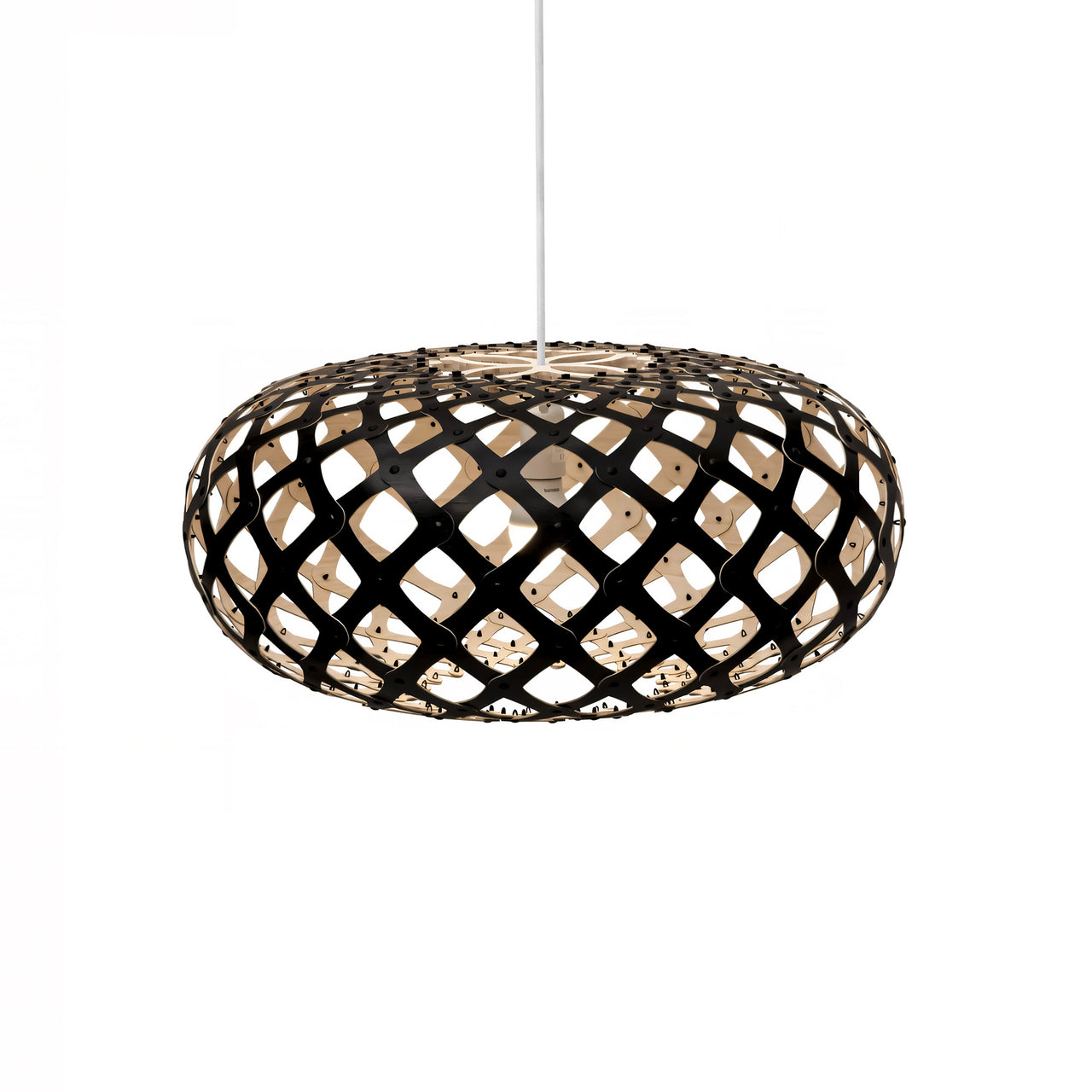 Kina Pendant Light: Large + Black + Bamboo + White
