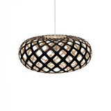 Kina Pendant Light: Large + Black + Bamboo + White