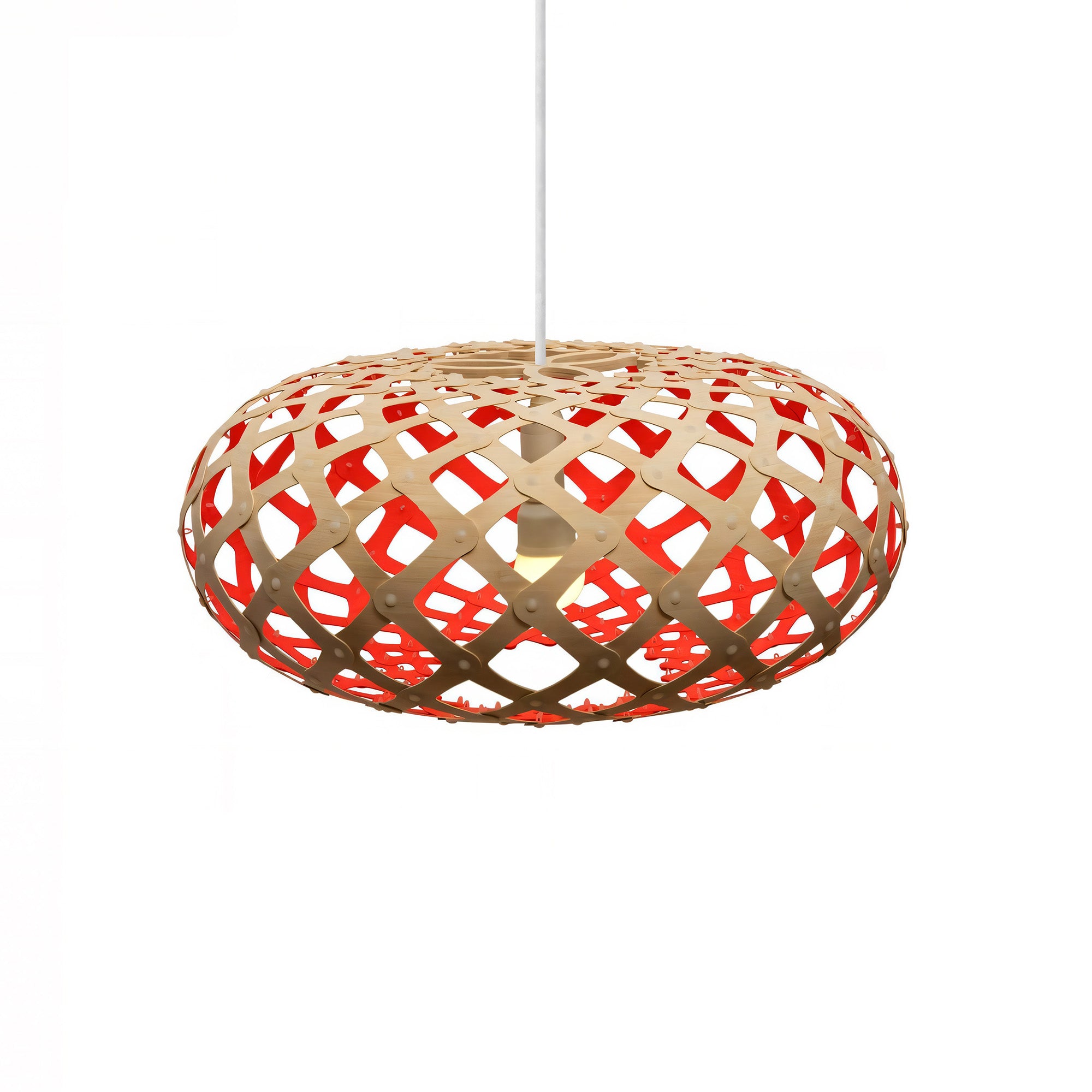 Kina Pendant Light: Large + Bamboo + Red + White
