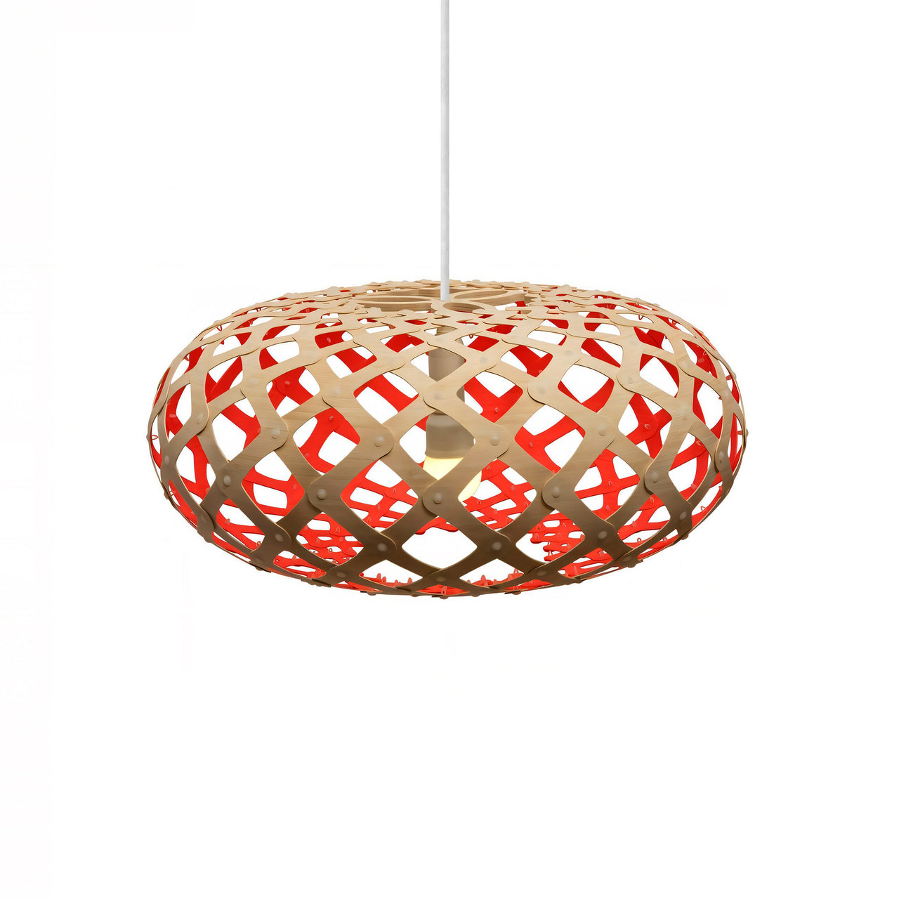 Kina Pendant Light: Large + Bamboo + Red + White