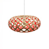 Kina Pendant Light: Large + Bamboo + Red + White