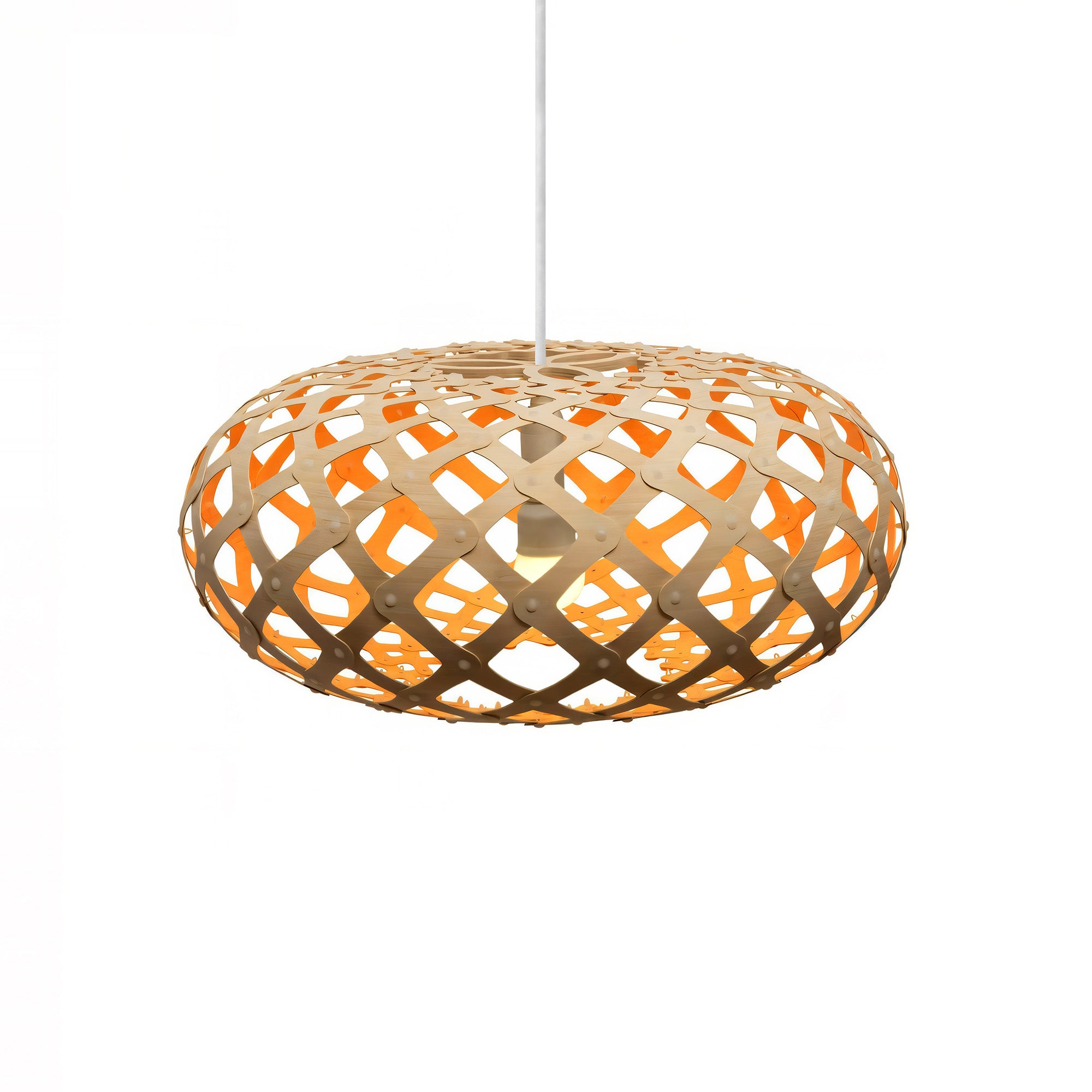 Kina Pendant Light: Large + Bamboo + Orange + White