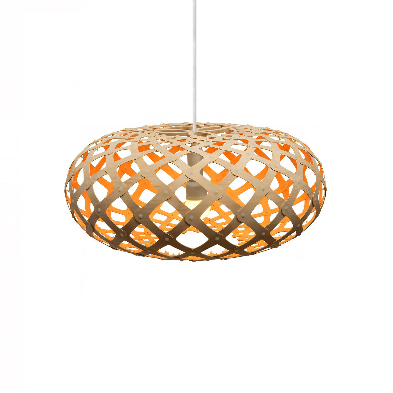 Kina Pendant Light: Large + Bamboo + Orange + White