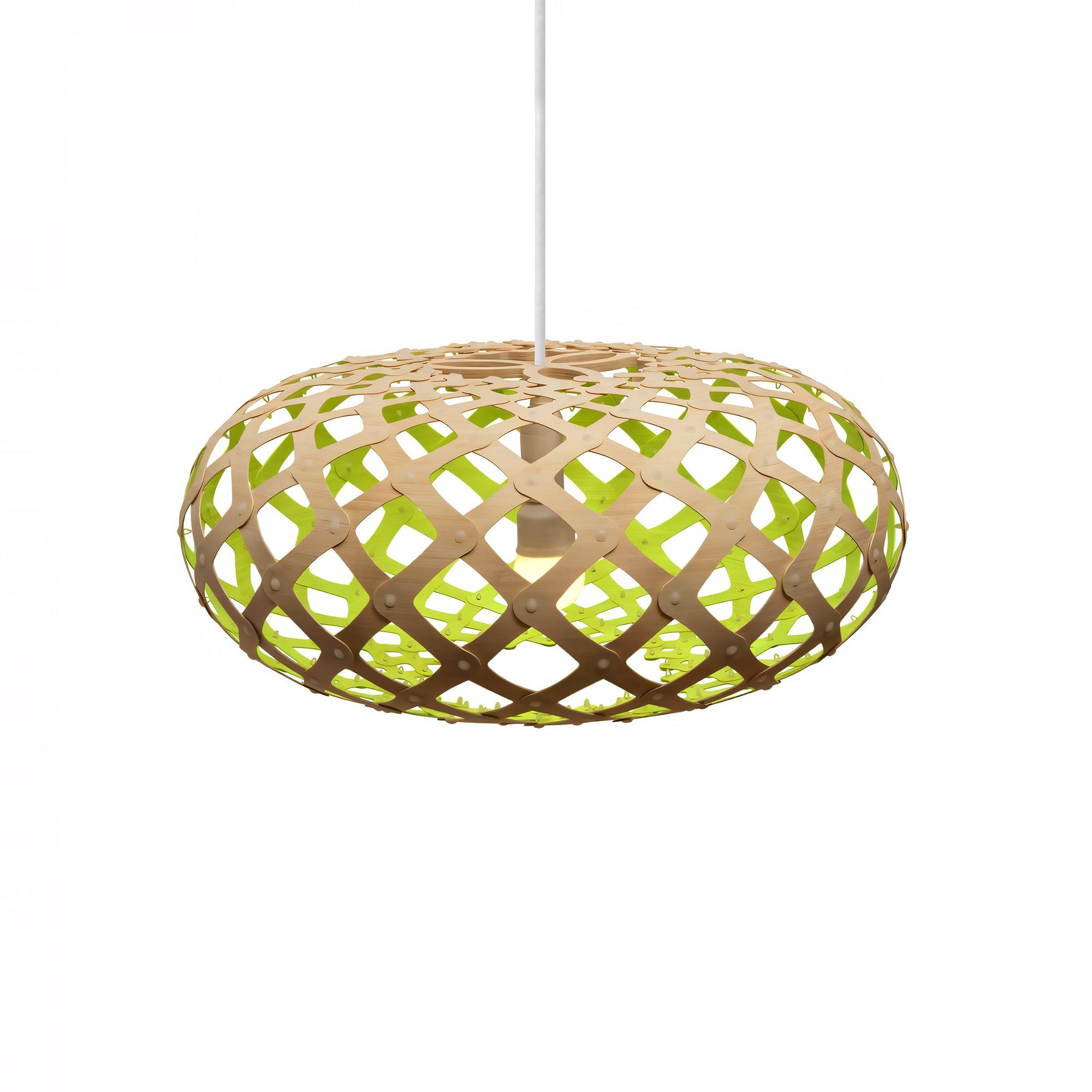 Kina Pendant Light: Large + Bamboo + Lime + White