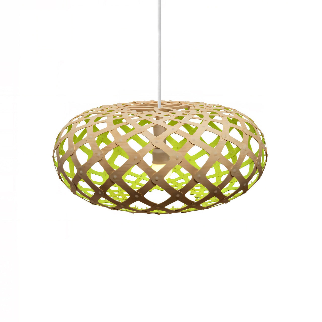 Kina Pendant Light: Large + Bamboo + Lime + White