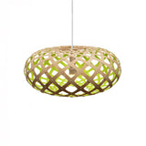 Kina Pendant Light: Large + Bamboo + Lime + White