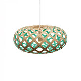 Kina Pendant Light: Large + Bamboo + Aqua + White