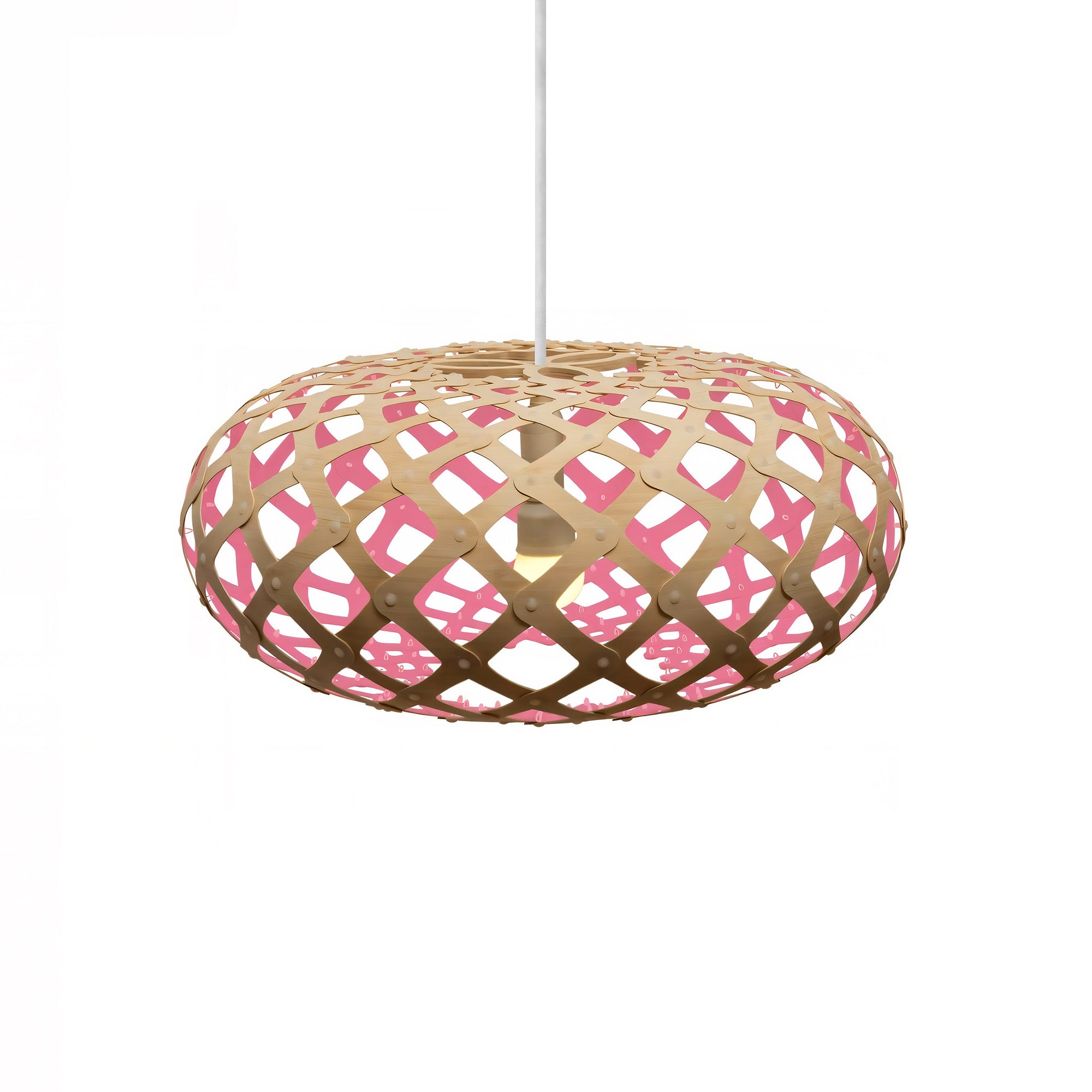 Kina Pendant Light: Large + Bamboo + Pink + White