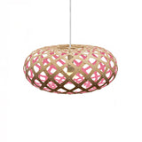 Kina Pendant Light: Large + Bamboo + Pink + White