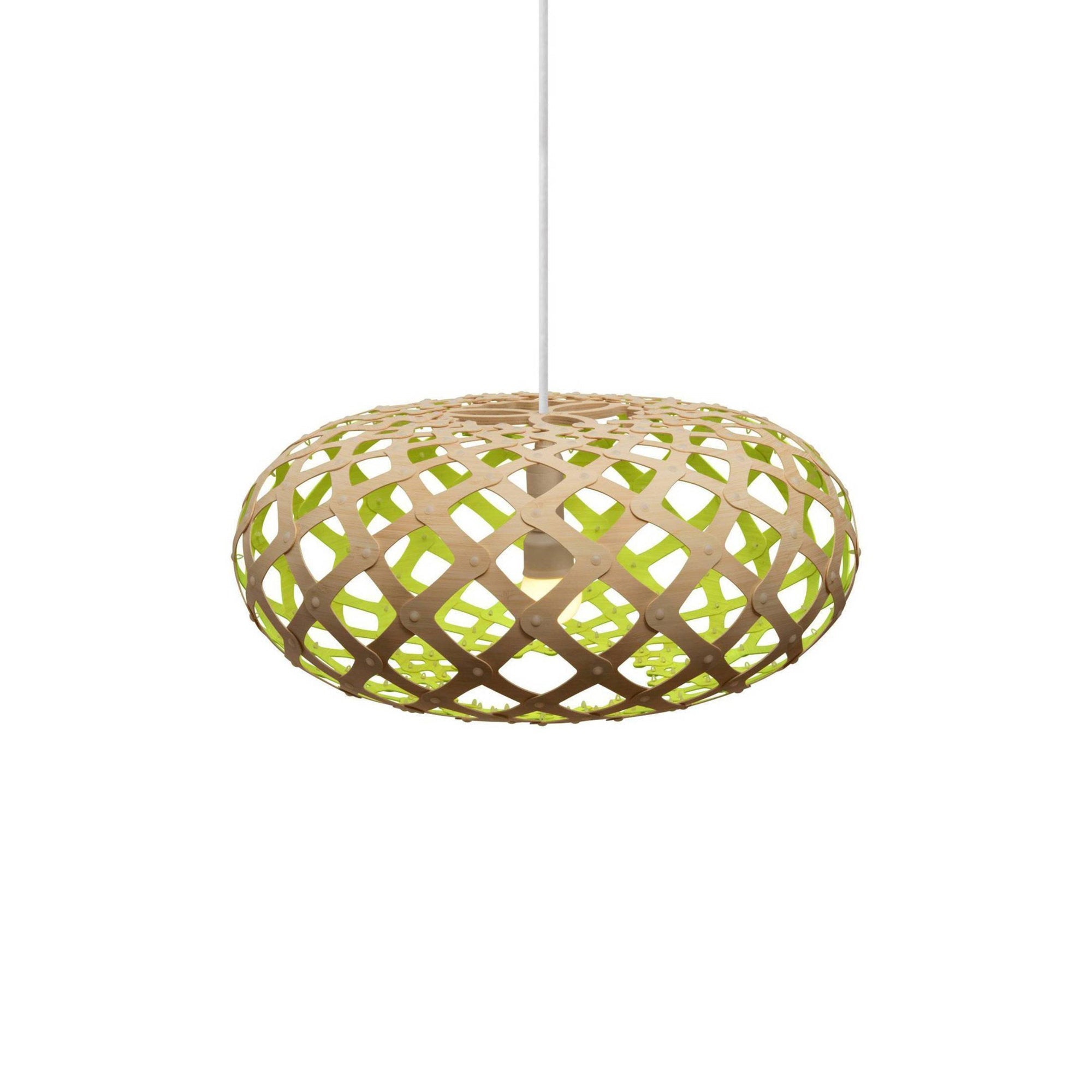 Kina Pendant Light: Small + Bamboo + Lime + White