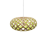 Kina Pendant Light: Small + Bamboo + Lime + White