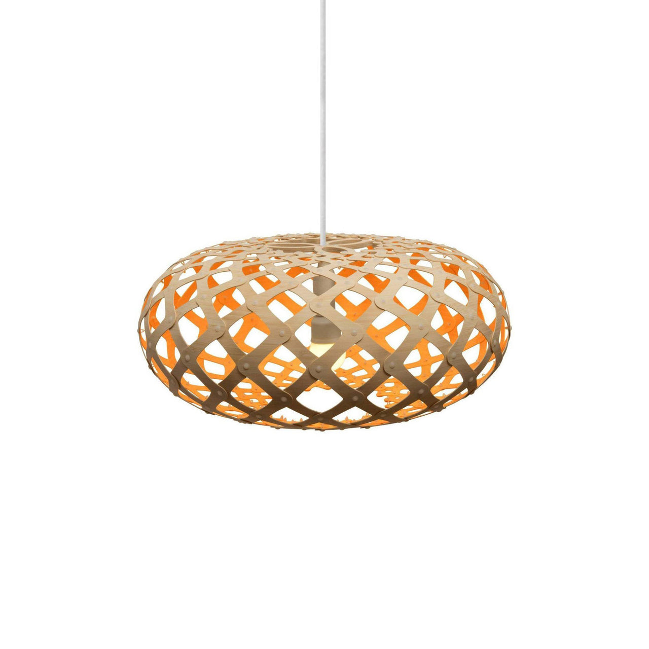 Kina Pendant Light: Small + Bamboo + Orange + White