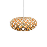 Kina Pendant Light: Small + Bamboo + Orange + White