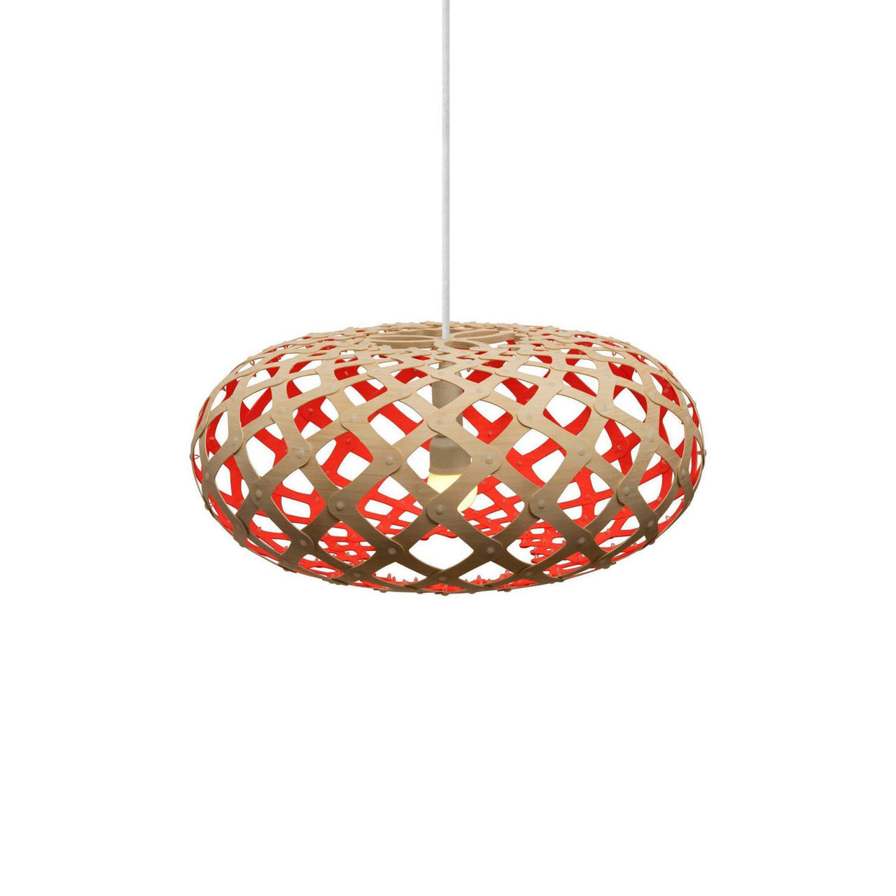Kina Pendant Light: Small + Bamboo + Red + White