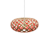 Kina Pendant Light: Small + Bamboo + Red + White