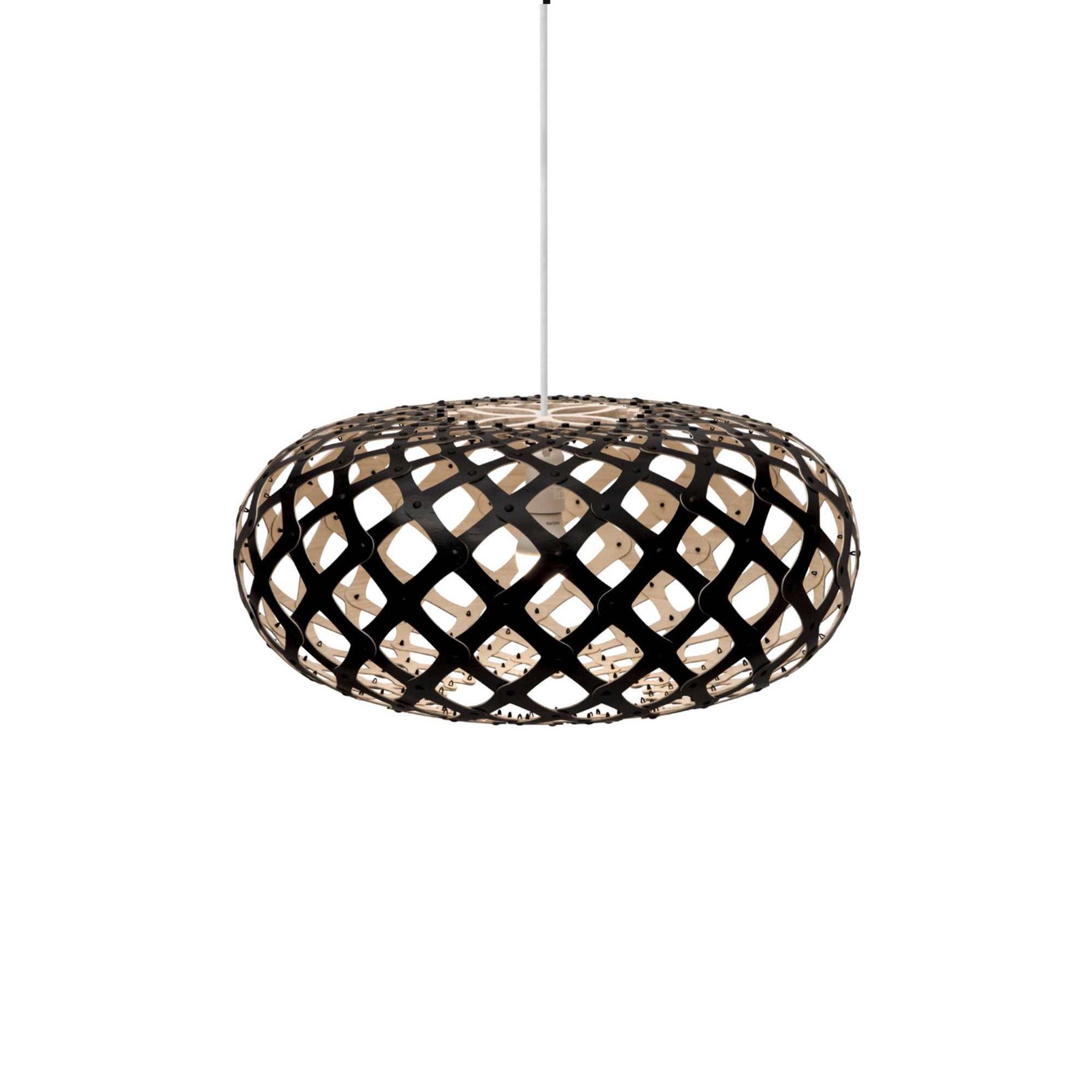 Kina Pendant Light: Small + Black + Bamboo + White