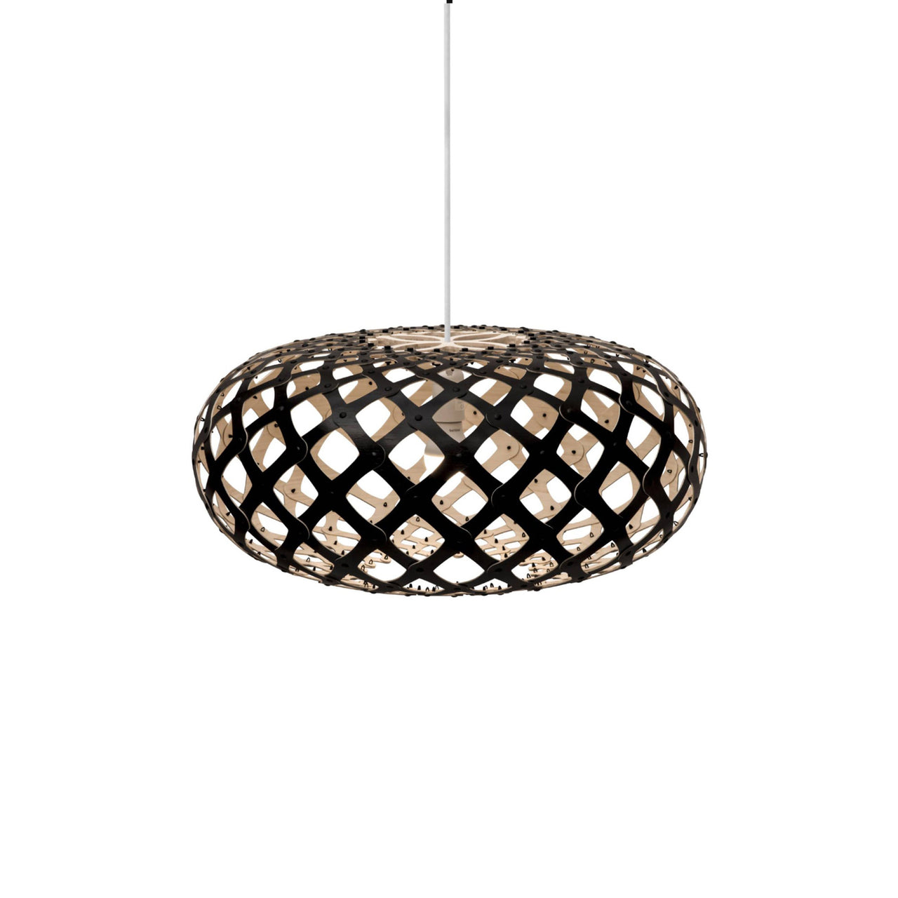 Kina Pendant Light: Small + Black + Bamboo + White