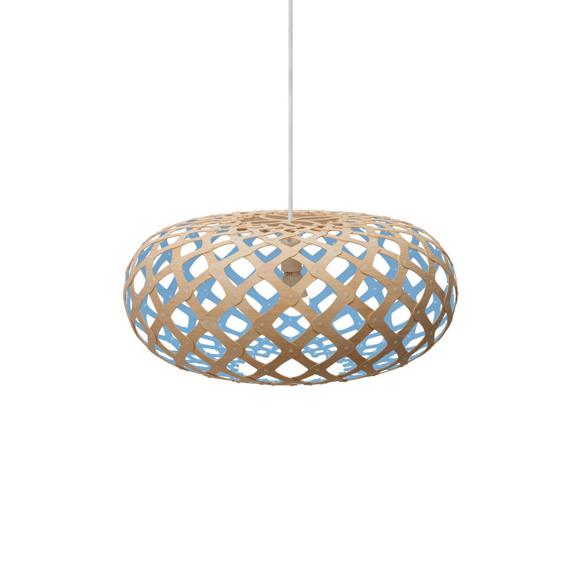 Kina Pendant Light: Small + Bamboo + Blue + White