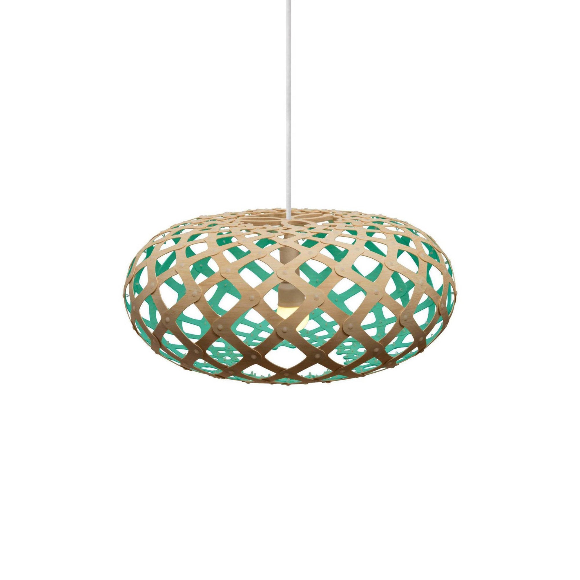 Kina Pendant Light: Small + Bamboo + Aqua + White