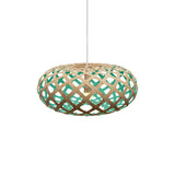 Kina Pendant Light: Small + Bamboo + Aqua + White