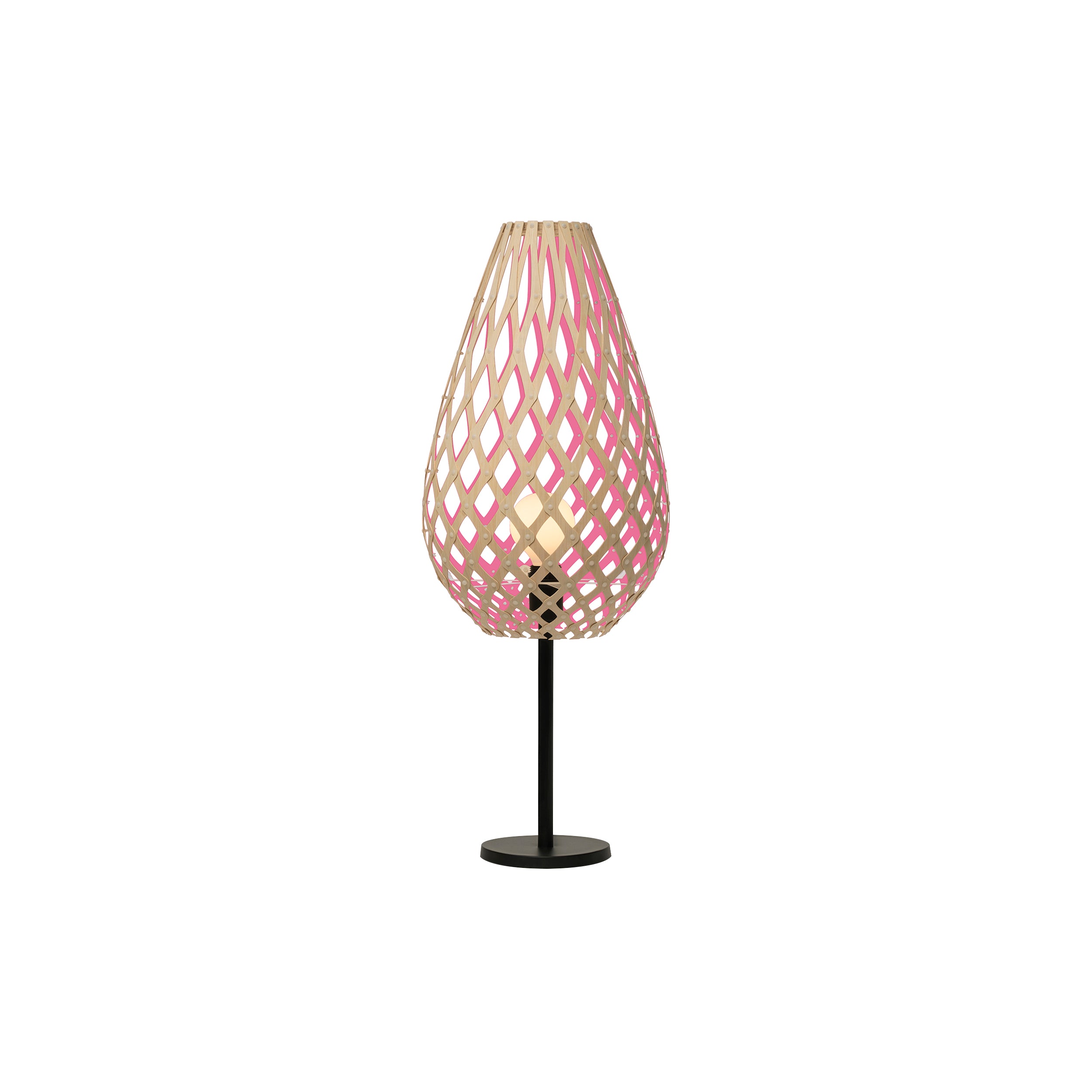 Koura Table Lamp: Bamboo + Pink