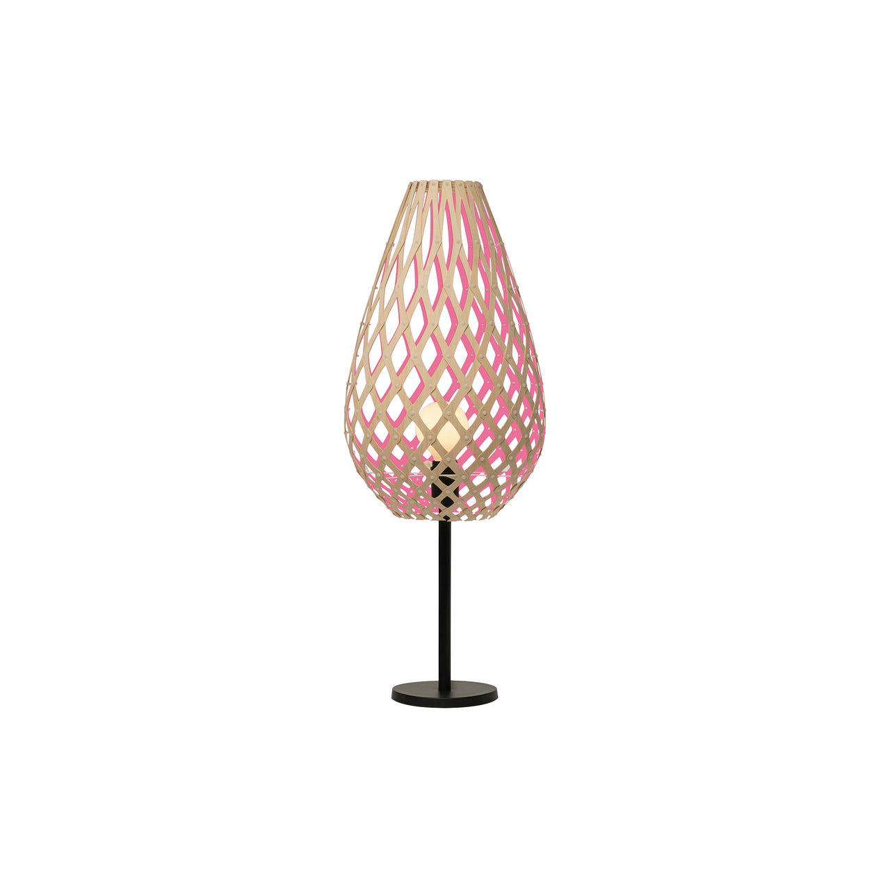 Koura Table Lamp: Bamboo + Pink