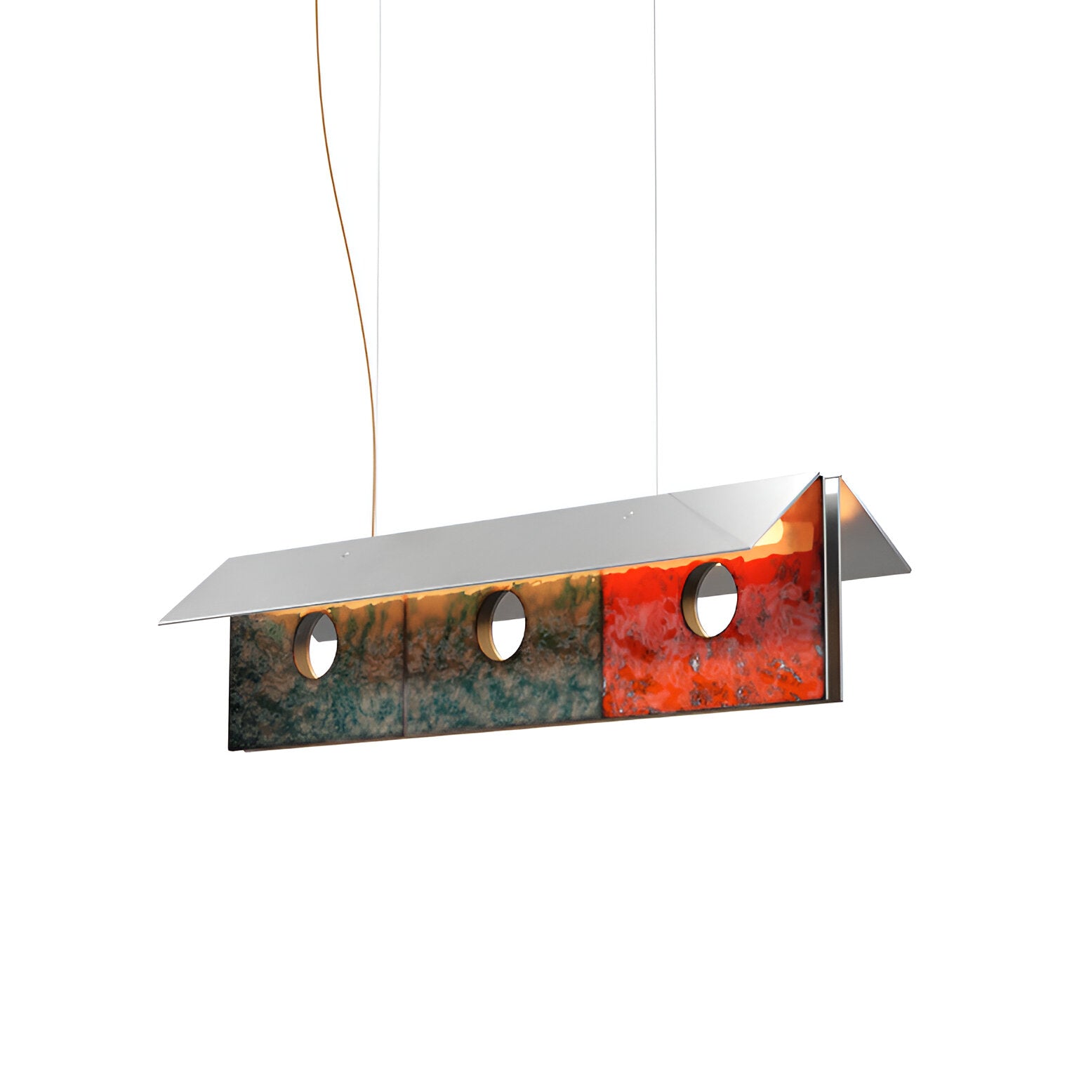 Bolda Atelier 01C Palette Suspension Lamp: 3 + Flame Orange + Steel Grey