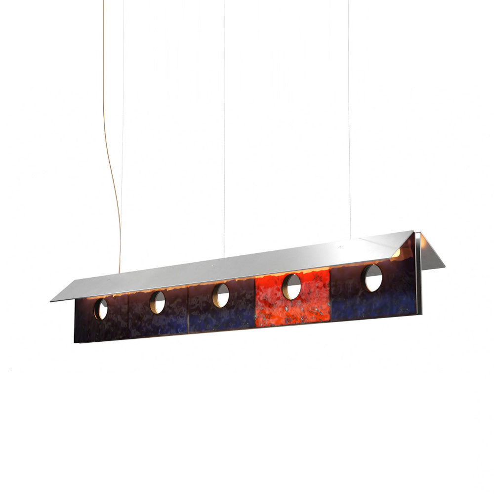 Bolda Atelier 01E Palette Suspension Lamp: 4 + Bluish Black + Flame Orange