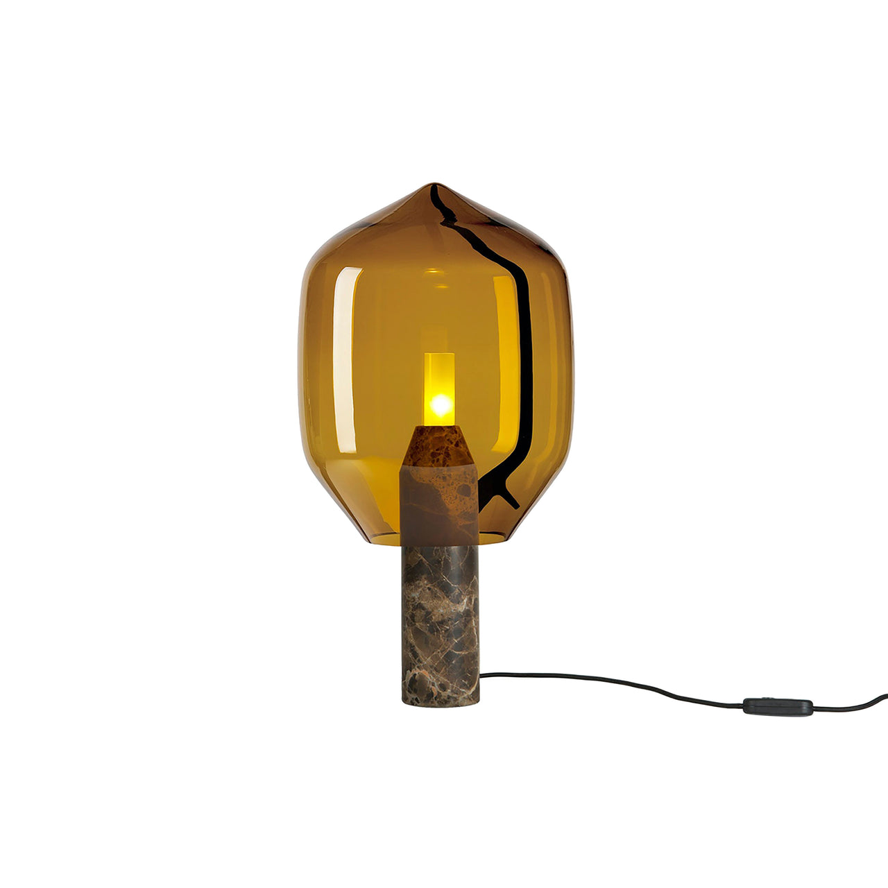 Lighthouse Table Lamp: Dark Emperador Marble + Amber