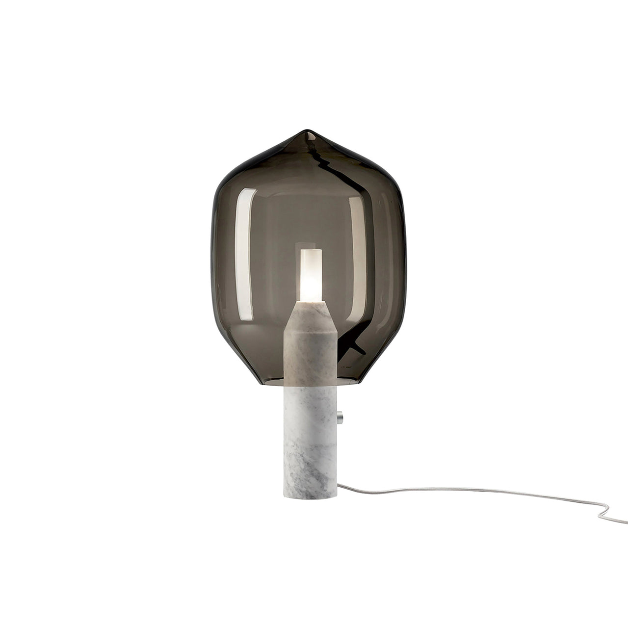 Lighthouse Table Lamp: Grey + Carrara White Marble