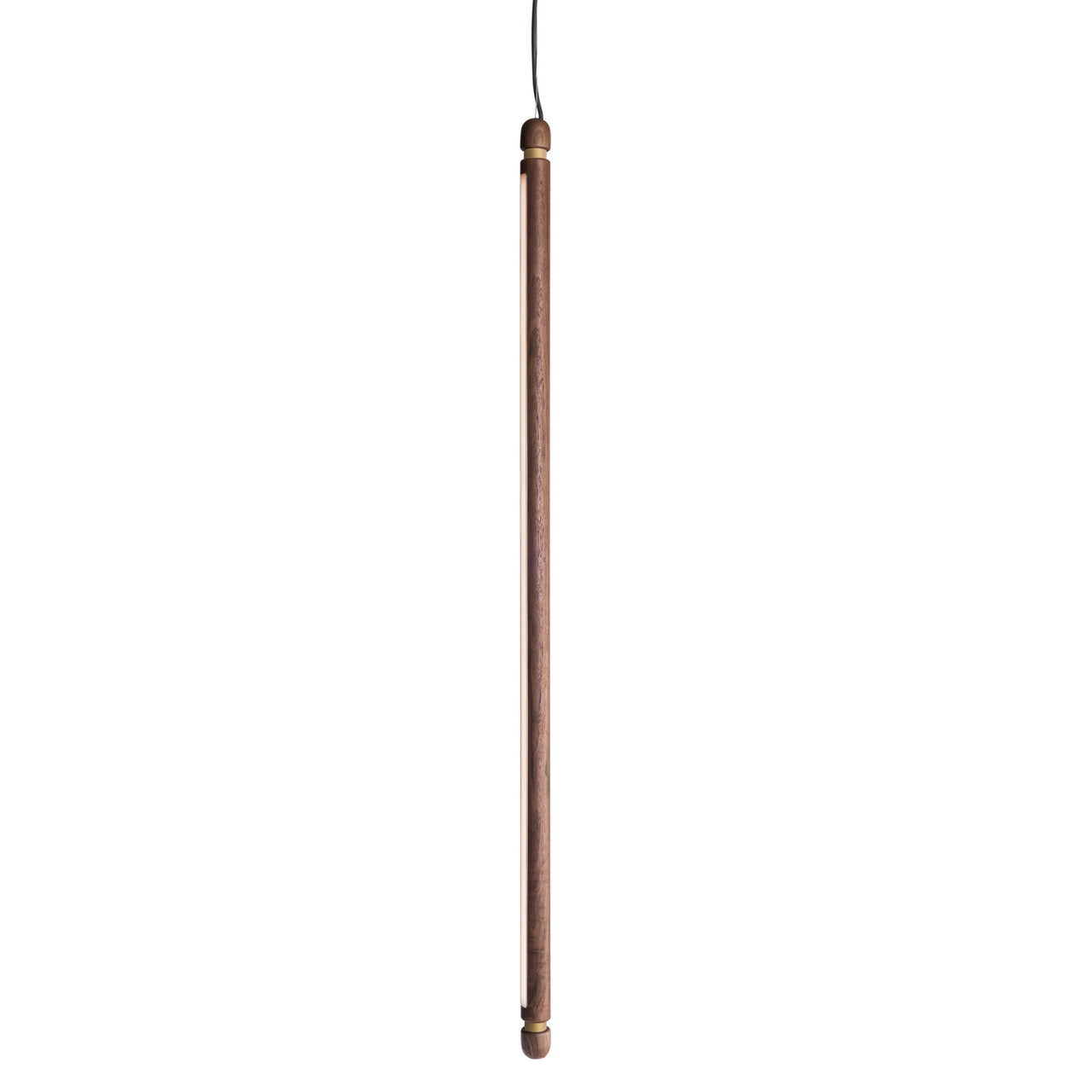 Linea Suspension Lamp: Vertical + Walnut + Brass