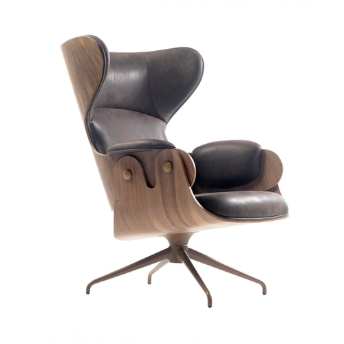 Lounger Armchair: Walnut + Pale Brown + Vintage Leather