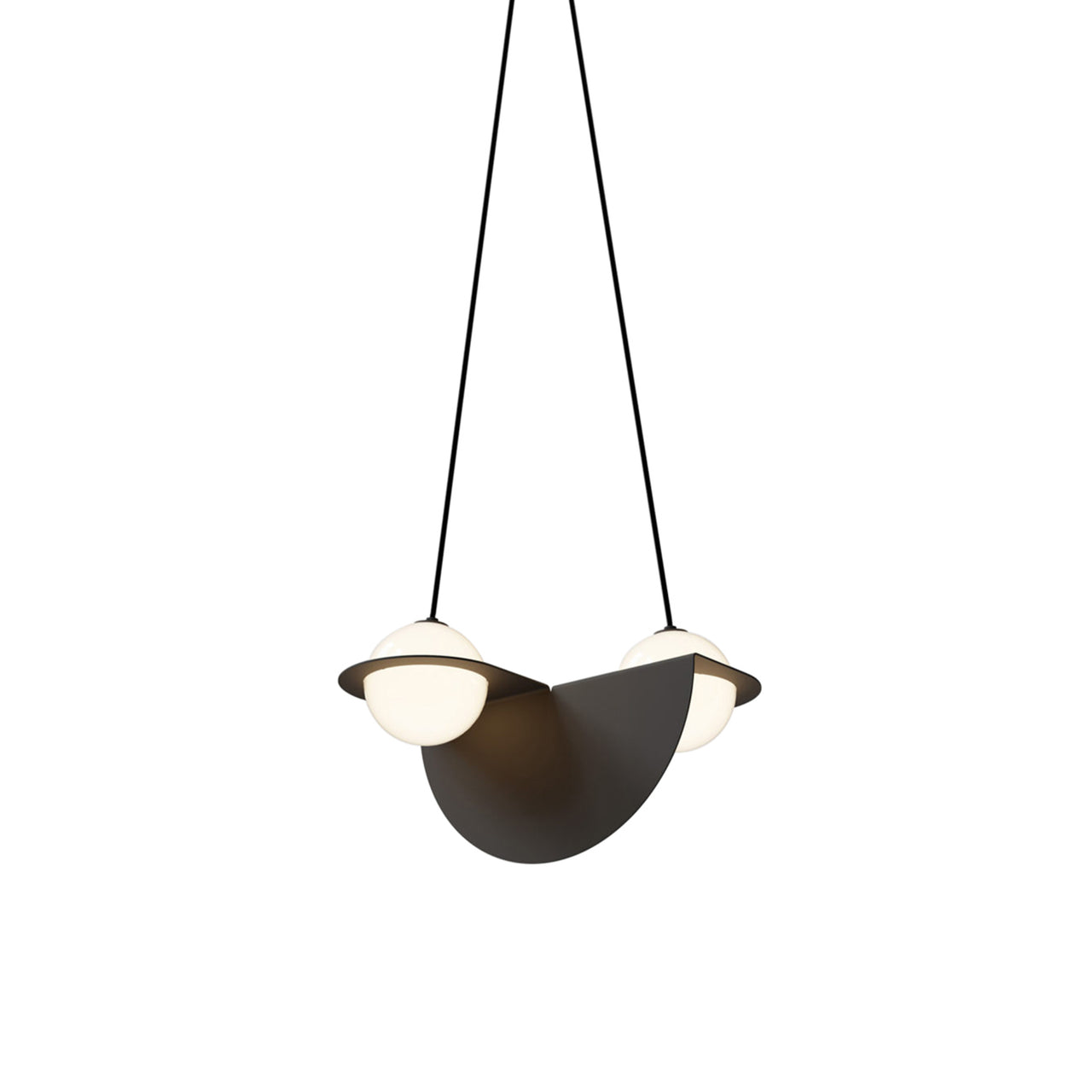 Laurent 01 Suspension Lamp: Black + Black + Angled Wires