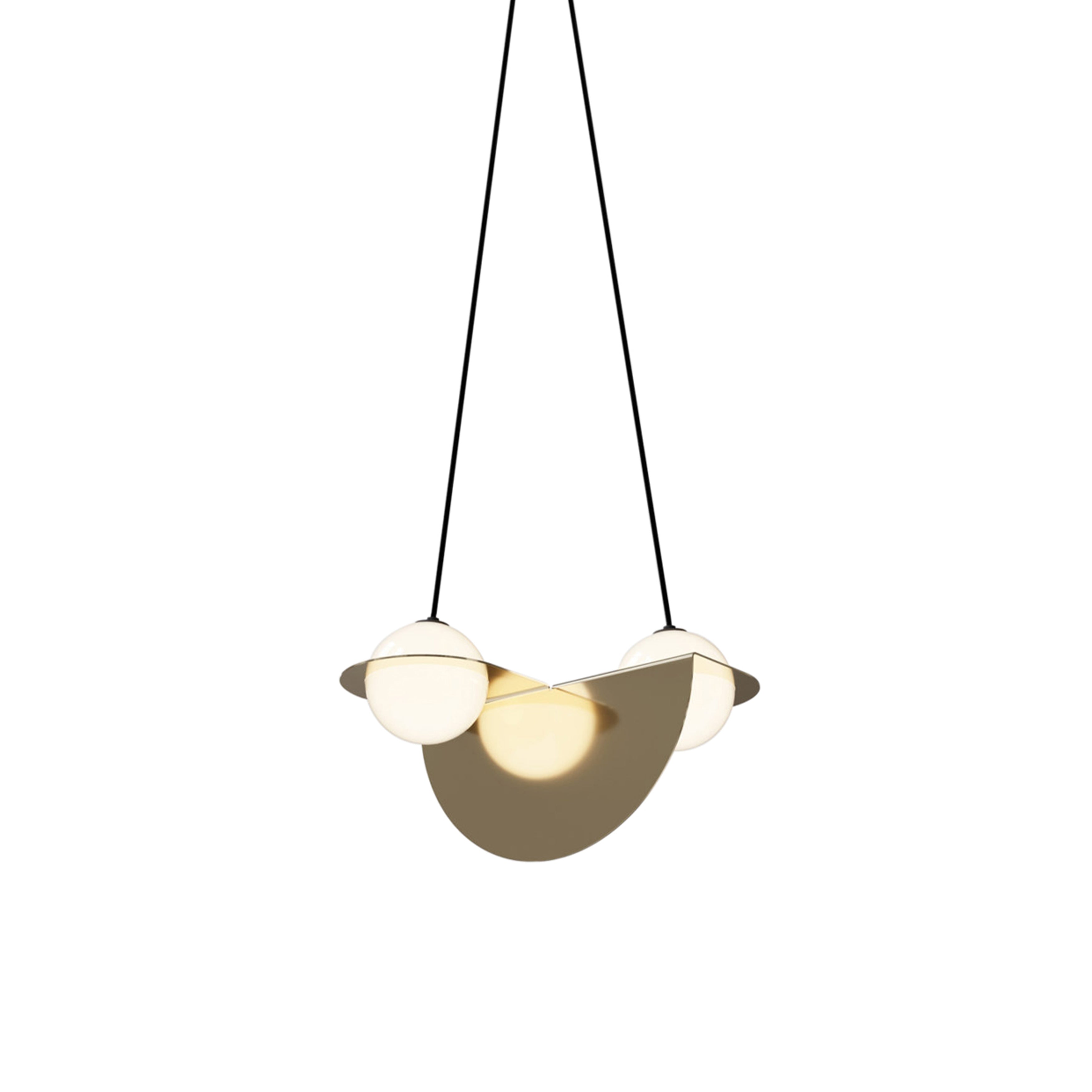 Laurent 01 Suspension Lamp: Brass + Black + Angled Wires