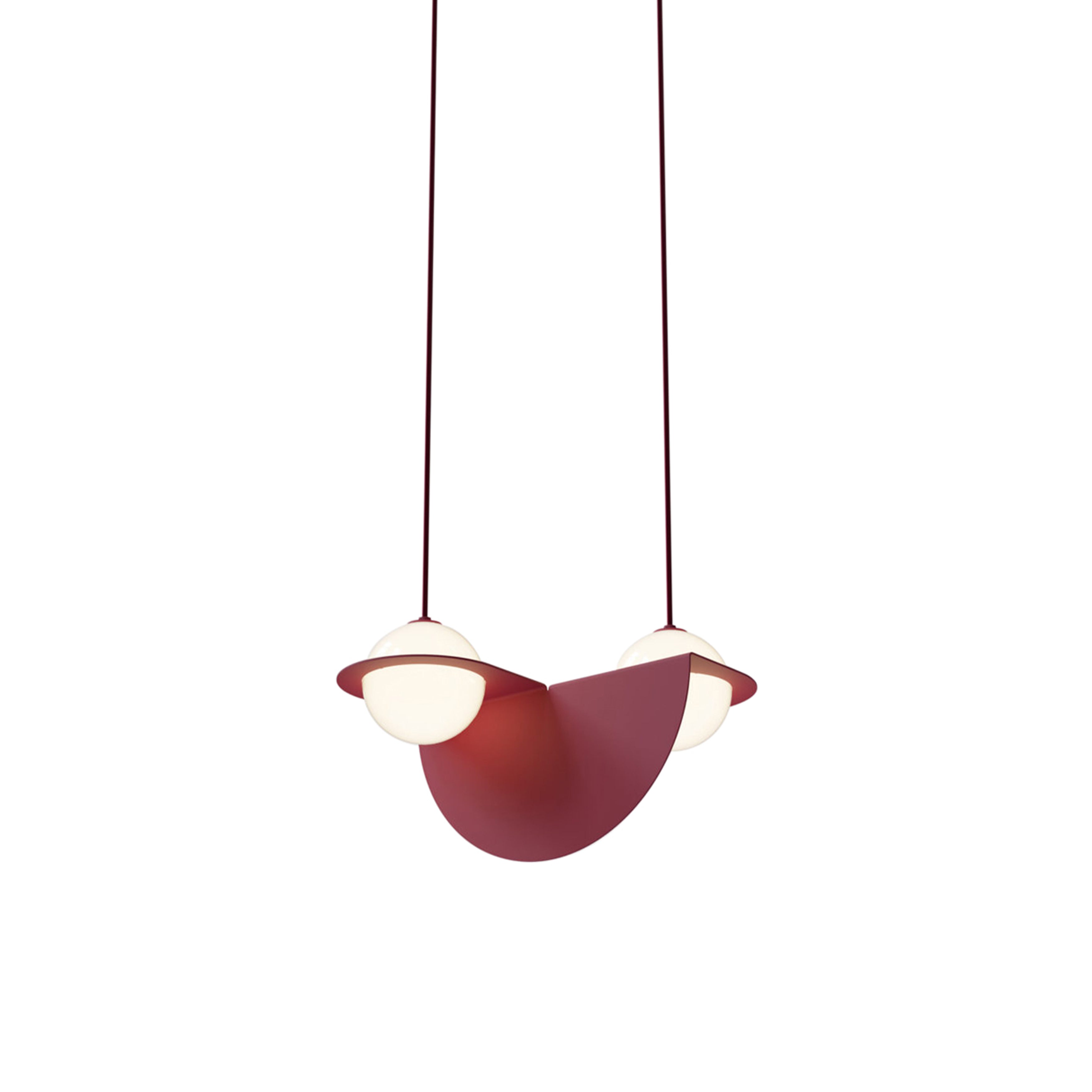 Laurent 01 Suspension Lamp: Textured Burgundy + Burgundy