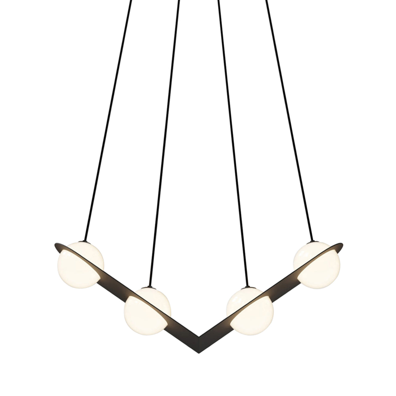 Laurent 02 Suspension Lamp: Black + Black + Angled Wires