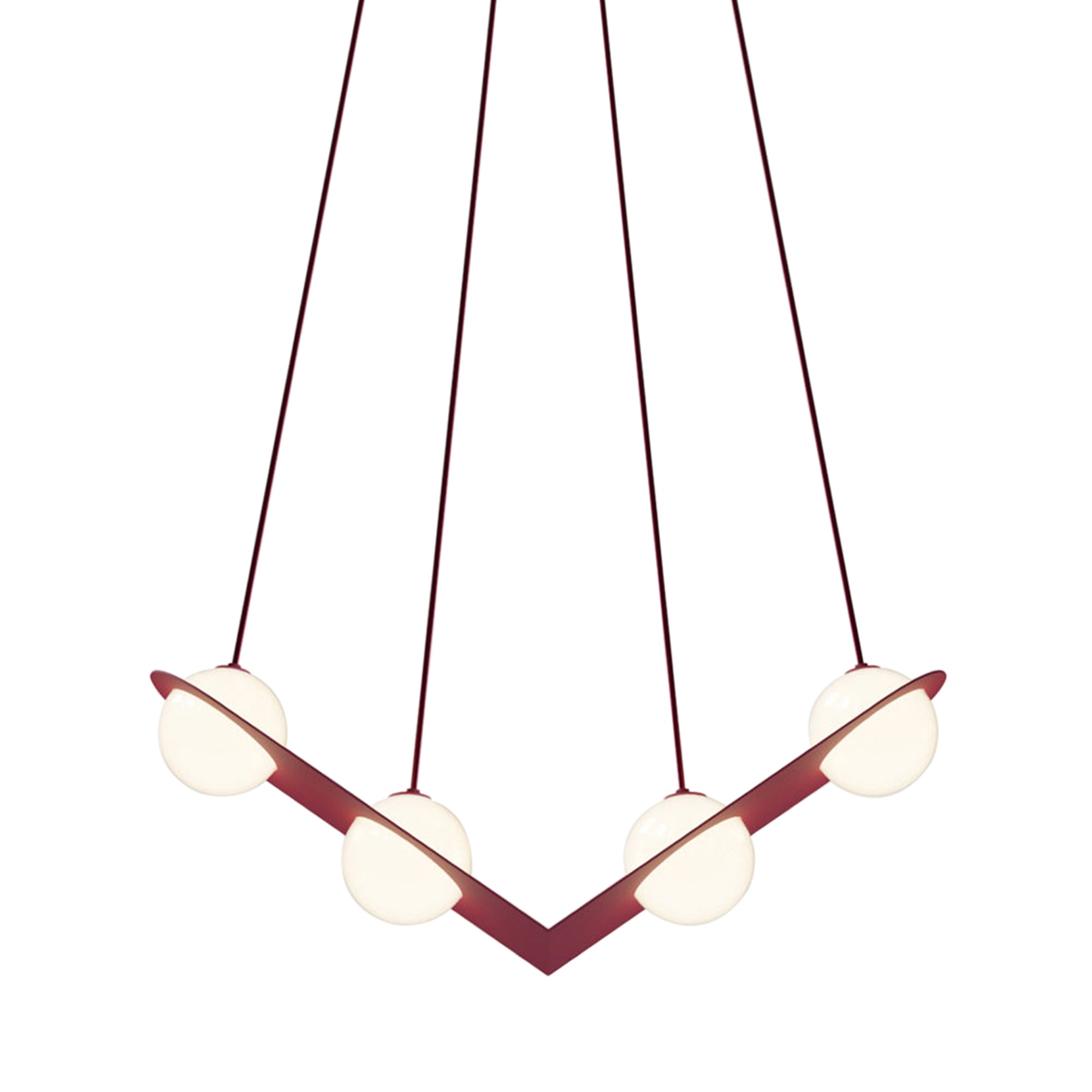 Laurent 02 Suspension Lamp: Burgundy + Burgundy + Angled Wires