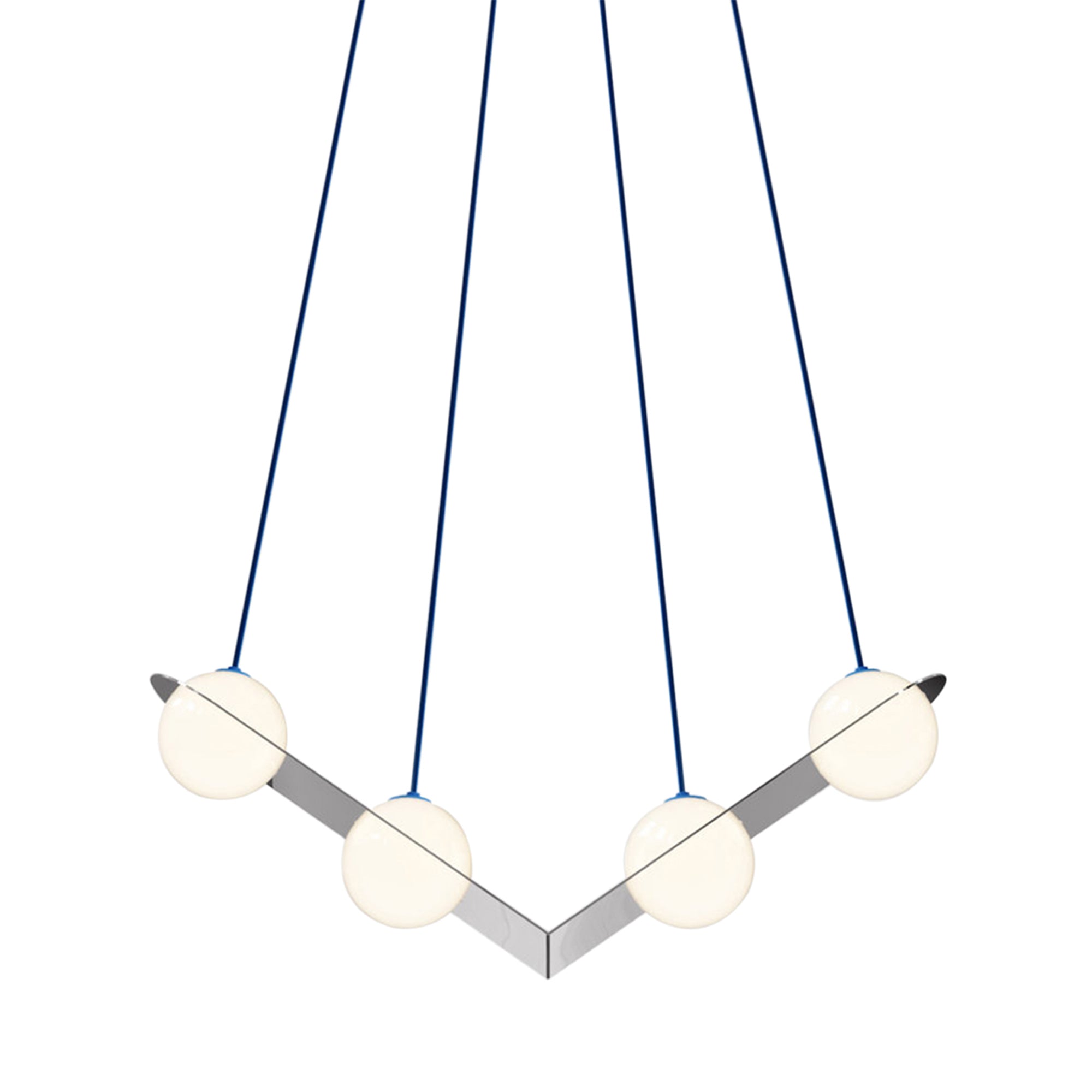 Laurent 02 Suspension Lamp: Nickel Plated + Blue + Angled Wires