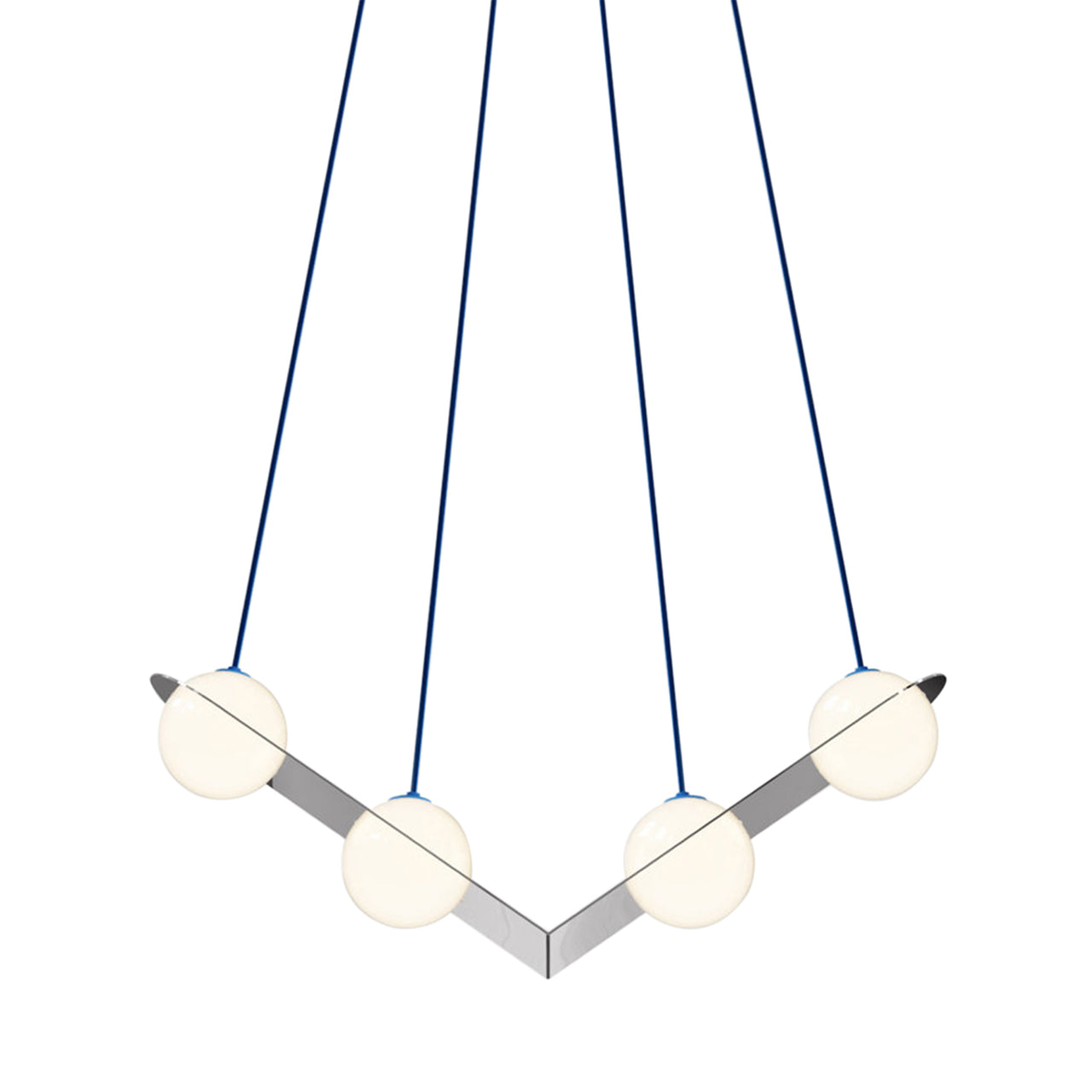 Laurent 02 Suspension Lamp: Nickel Plated + Blue + Angled Wires